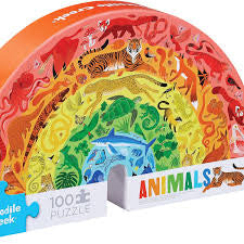 100-pc Shaped Box Puzzle / Rainbow Animals