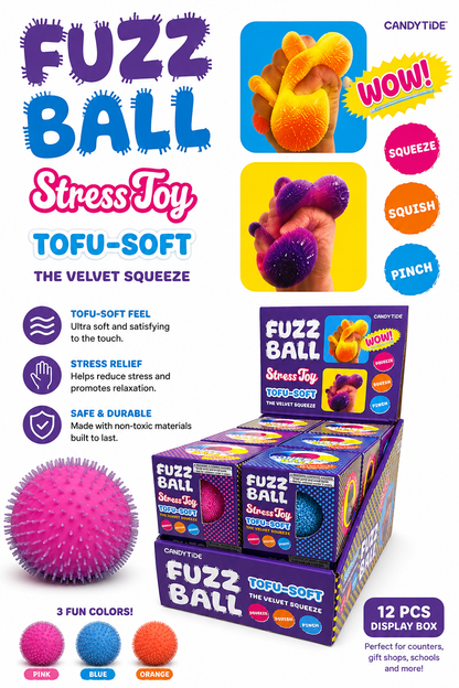Fuzz Ball Stress Toy – Tofu Soft Velvet Squeeze MSND17