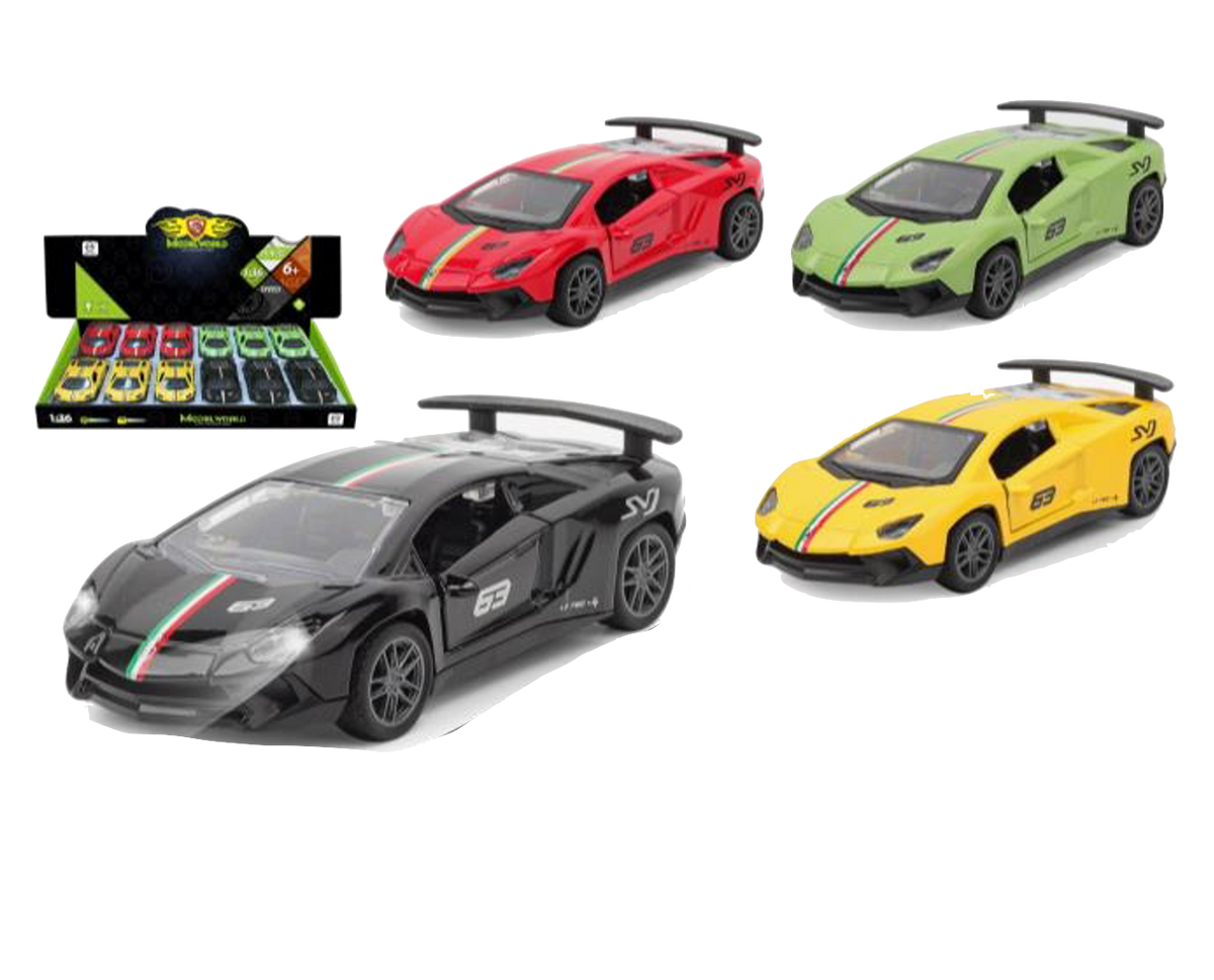4" Die-Cast Lamborghini SV Model Car – 12pc Display MSLMB