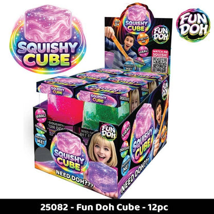 Fun Doh Squish & Squeeze Sparkle Cube Fidget Toy- 12/Display