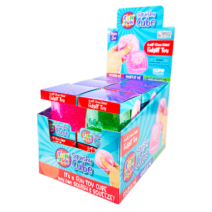 Fun Doh Squish & Squeeze Sparkle Cube Fidget Toy- 12/Display