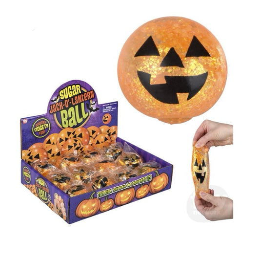 3" JACK O LANTERN SQUEEZY SUGAR BALL  12/DISP