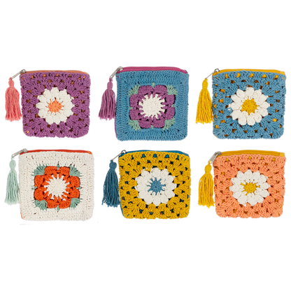 Knit Flower Coin Purse