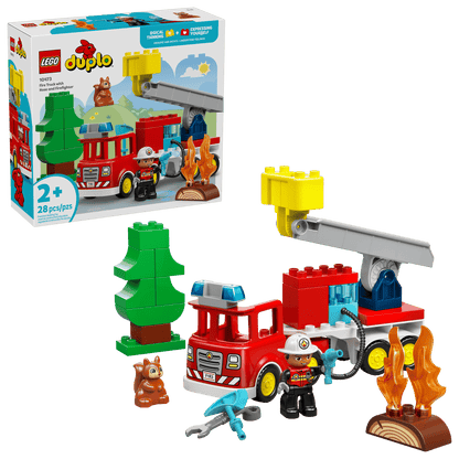 Fire Truck With Hose And Firefighter
