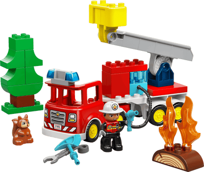 Fire Truck With Hose And Firefighter