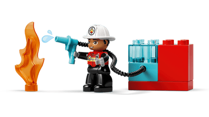 Fire Truck With Hose And Firefighter
