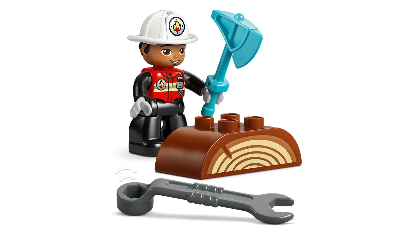 Fire Truck With Hose And Firefighter