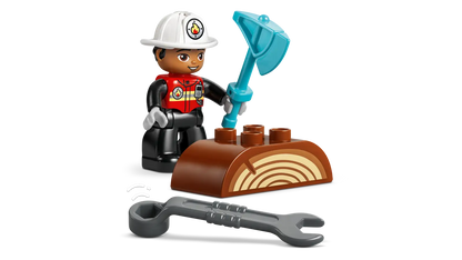 Fire Truck With Hose And Firefighter