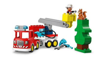 Fire Truck With Hose And Firefighter