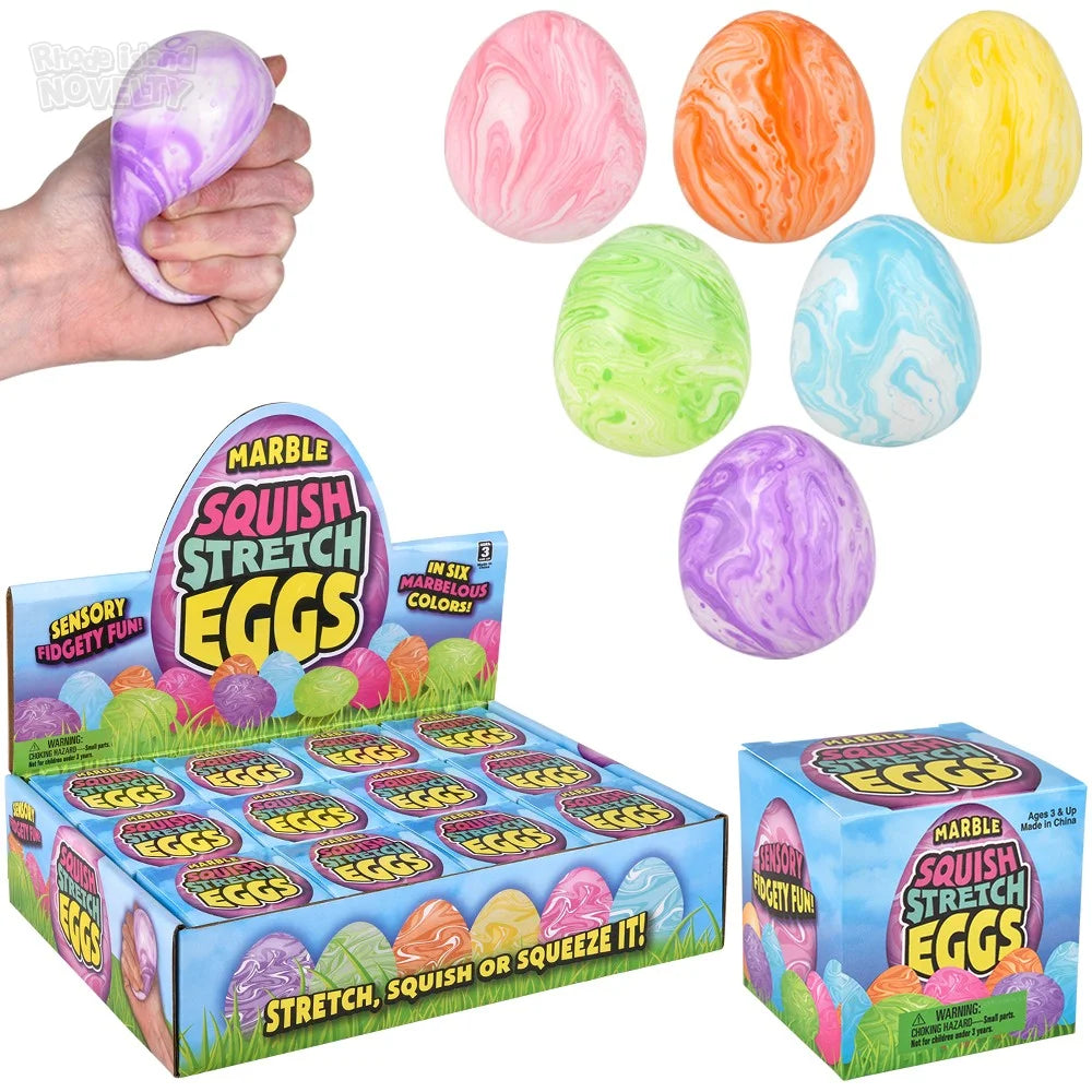 SQUISH AND STRETCH MARBLEIZED EASTER EGGS 3" (12CT