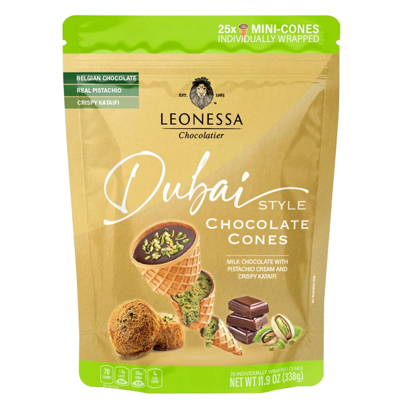 Dubai Milk Chocolate Pistachio Mini Cones