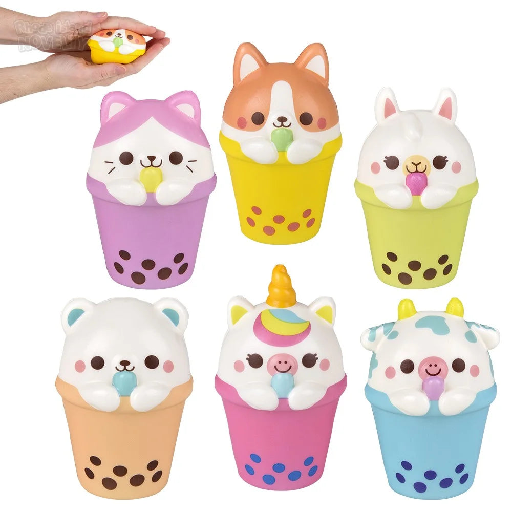 SQUISH BUBBLE TEA ANIMAL 4" (12PCS/UNIT)