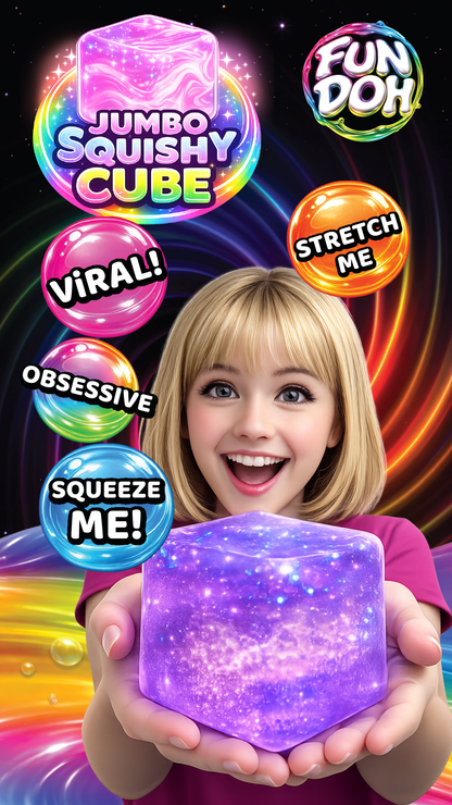 Fun Doh JUMBO Squishy Cube | Viral Assortment - 6/Display