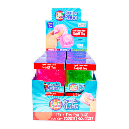 Fun Doh Squish & Squeeze Sparkle Cube Fidget Toy- 12/Display