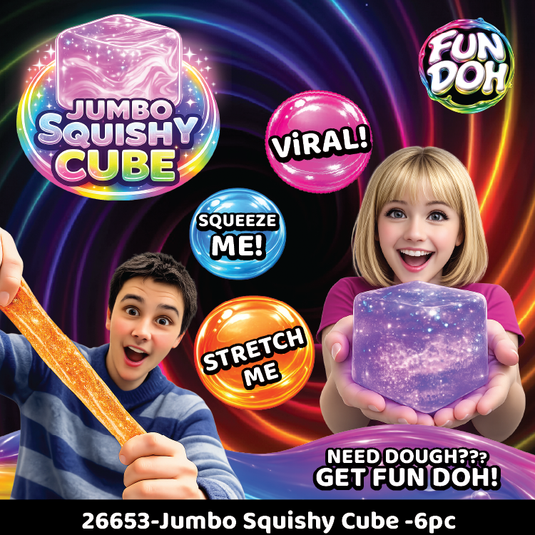 Fun Doh JUMBO Squishy Cube | Viral Assortment - 6/Display