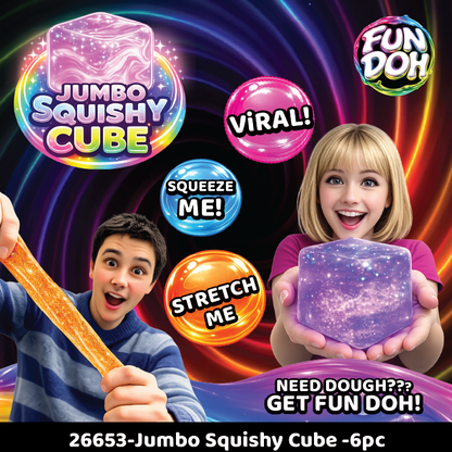 Fun Doh JUMBO Squishy Cube | Viral Assortment - 6/Display