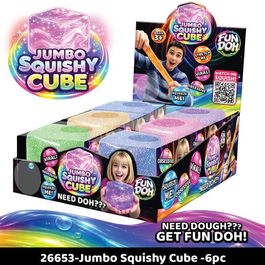 Fun Doh JUMBO Squishy Cube | Viral Assortment - 6/Display