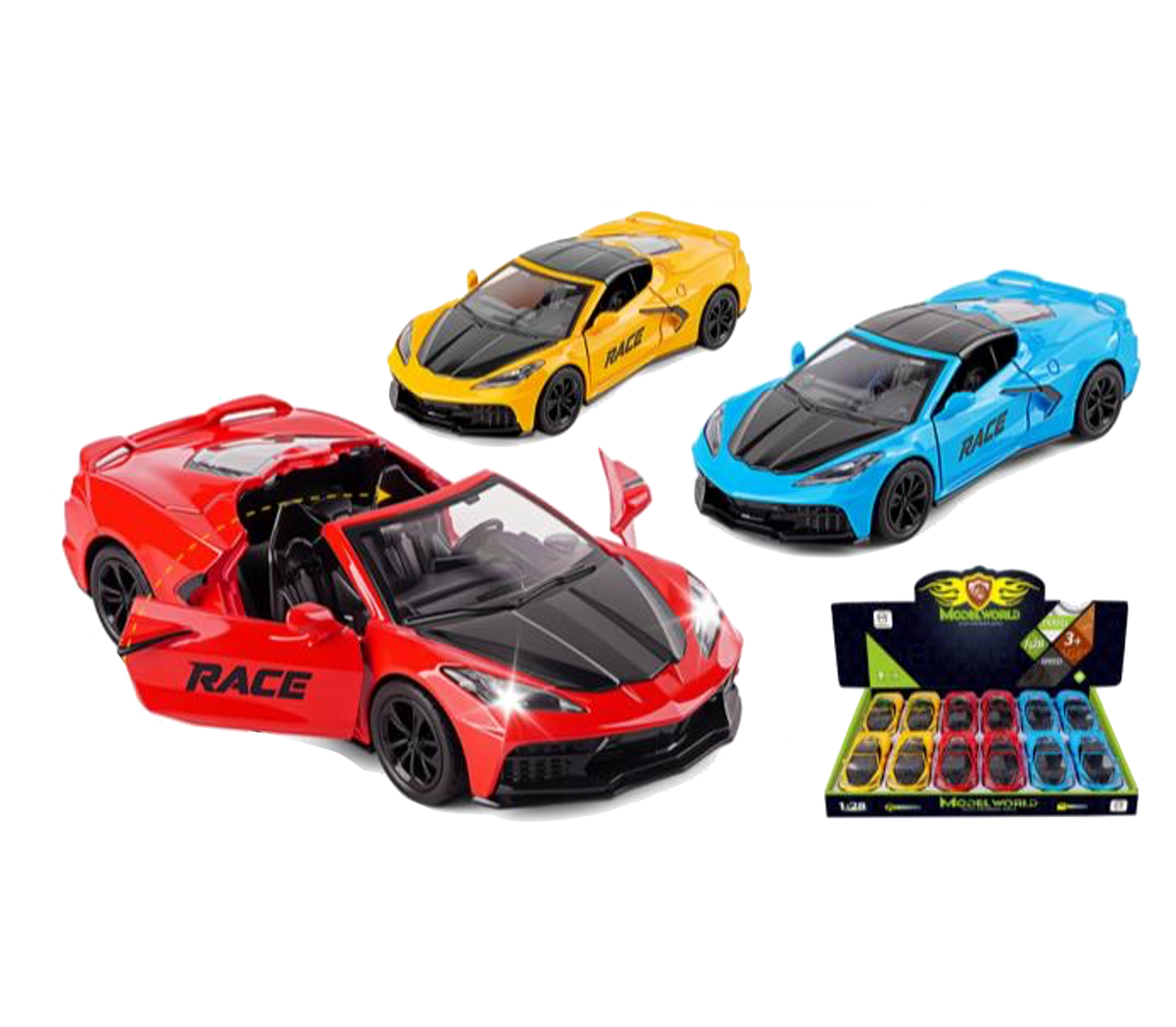 6" Corvette Die-Cast Car – 12 PC Display MSCVT1
