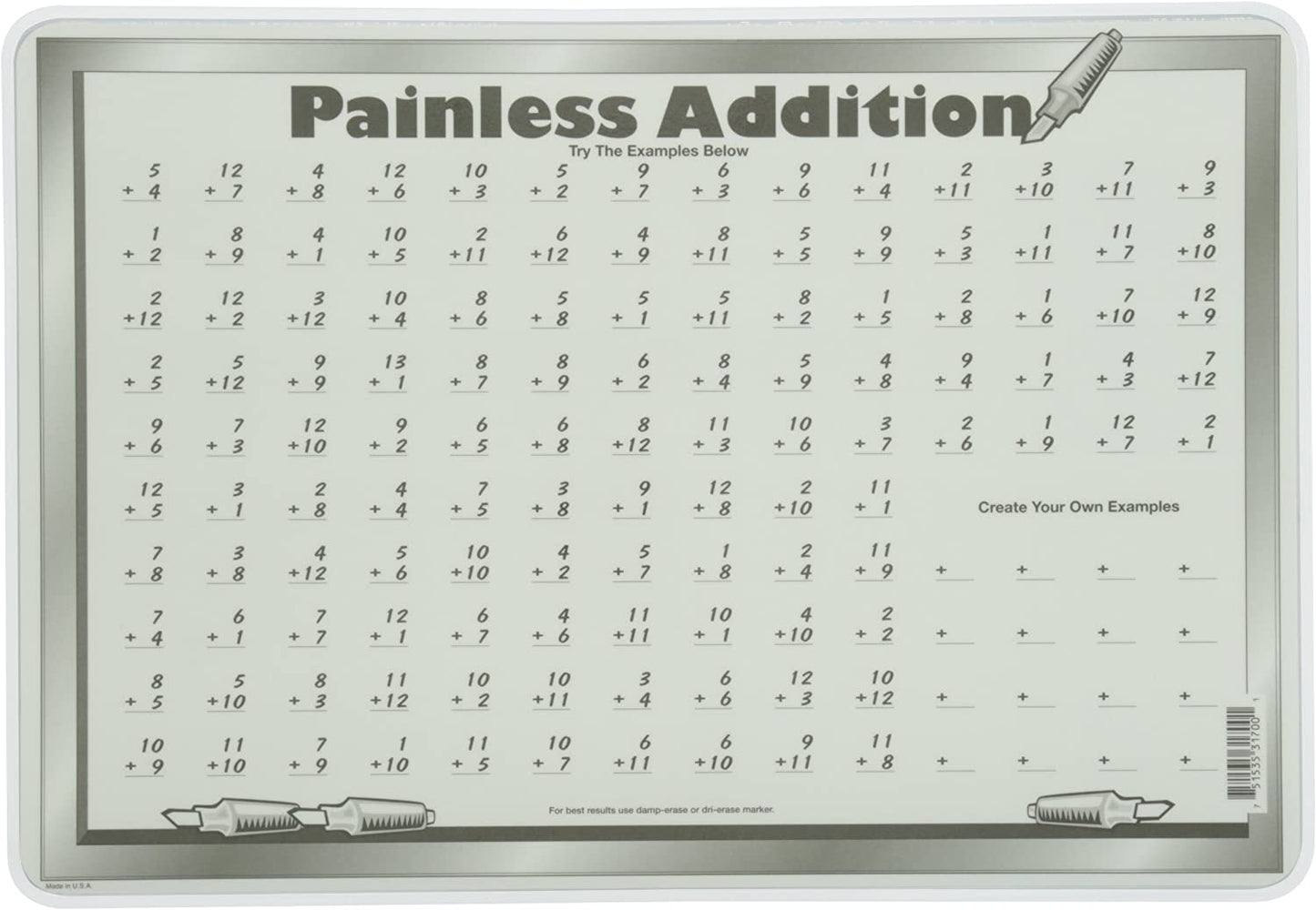 Addition Table Placemat