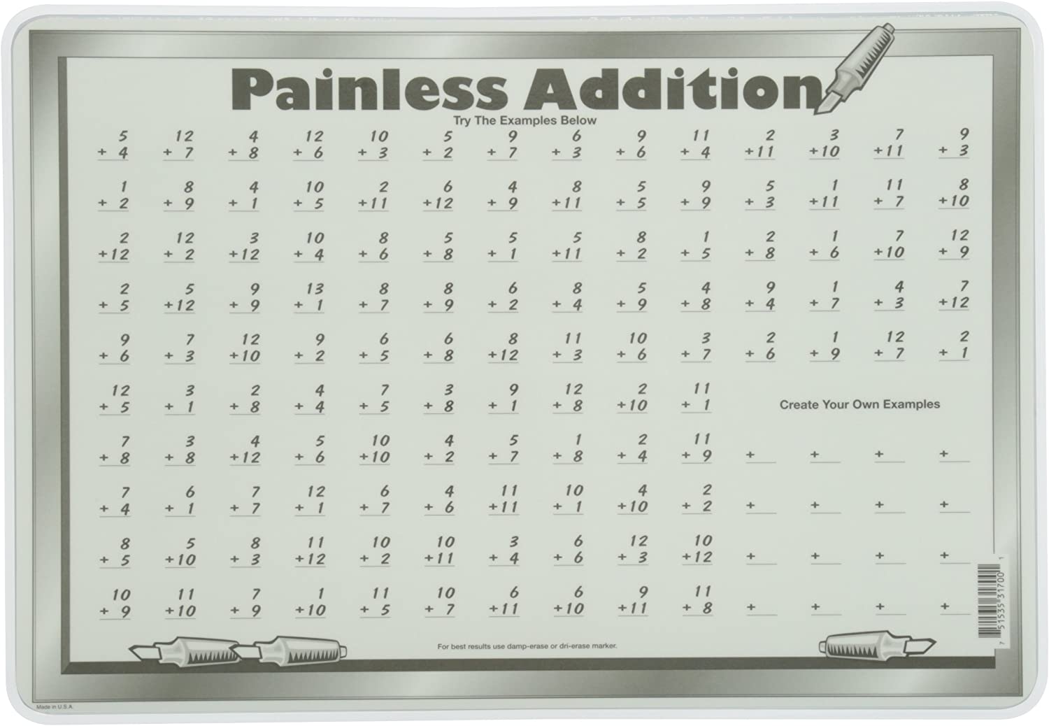 Addition Table Placemat